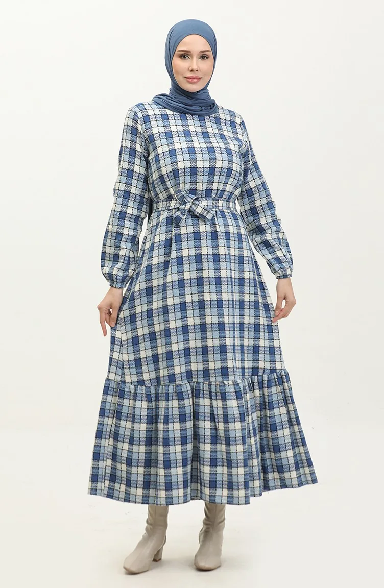 Robe A Motifs Tweed 0292-05 Creme Indigo 0292-05