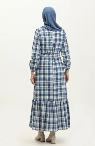 Robe A Motifs Tweed 0292-05 Creme Indigo 0292-05