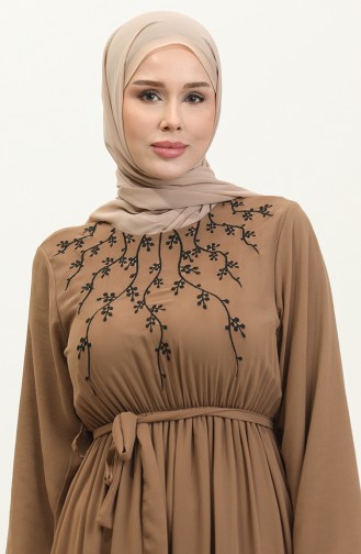 Robe en Mousseline Brodée 24Y8891-05 Café au Lait 24Y8891-05