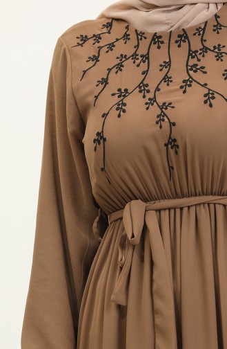 Embroidered Chiffon Dress 24Y8891-05 Milk Coffee 24Y8891-05