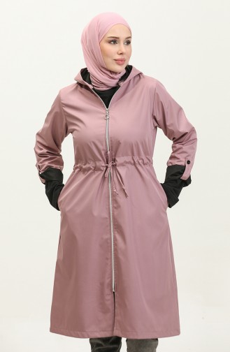 Regenjas Met Capuchon En Trekkoord In De Taille 0295-01 Dusty Rose 0295-01