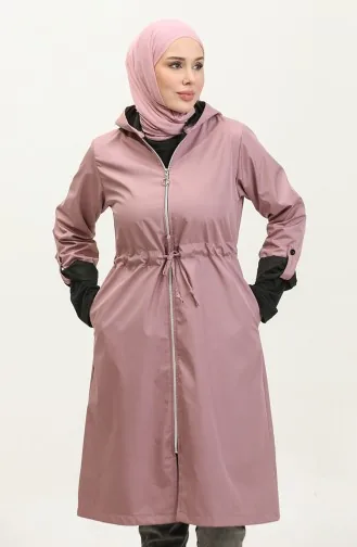 Impermeable à Capuche Avec Cordon De Serrage 0295-01 Rose Poudré 0295-01