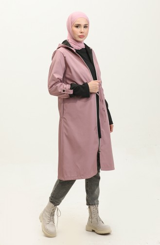 Regenjas Met Capuchon En Trekkoord In De Taille 0295-01 Dusty Rose 0295-01