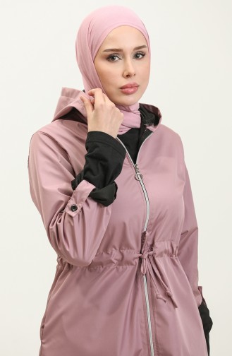 Regenjas Met Capuchon En Trekkoord In De Taille 0295-01 Dusty Rose 0295-01