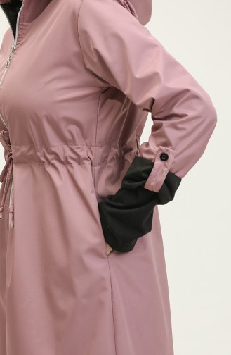 Shirred Waist Hooded Raincoat 0295-01 Dusty Rose 0295-01