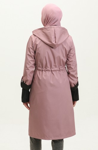 Shirred Waist Hooded Raincoat 0295-01 Dusty Rose 0295-01