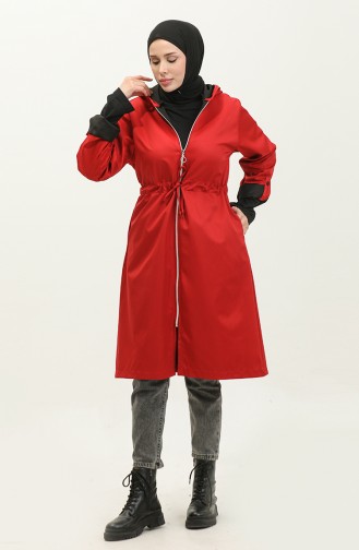 Regenjas Met Capuchon En Trekkoord In De Taille 0295-03 Claret Red 0295-03