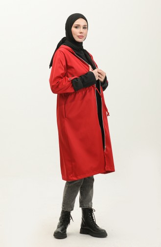 Regenjas Met Capuchon En Trekkoord In De Taille 0295-03 Claret Red 0295-03