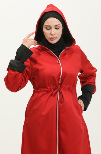 Imperméable à Capuche Avec Cordon De Serrage 0295-03 Rouge Claret 0295-03