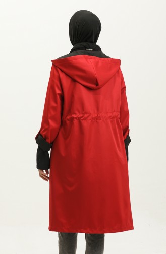 Regenjas Met Capuchon En Trekkoord In De Taille 0295-03 Claret Red 0295-03