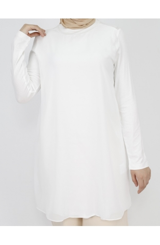 ملابس داخلية من القماش الممشط وغير الشيفون بأكمام طويلة 10269-01 لون أبيض 10269-01