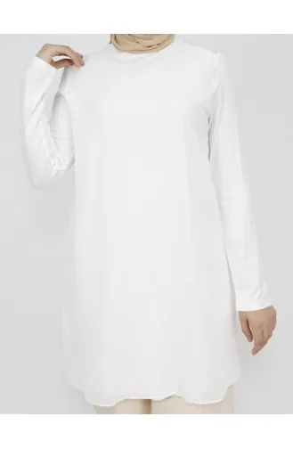 Long Sleeve Combed Non-Chiffon Fabric Underwear 10269-01 White 10269-01
