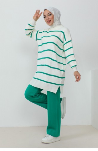 Bisiklet Yaka Triko Takım Zümrüt Yeşili