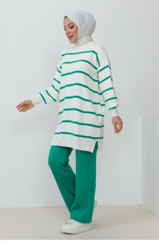 Bisiklet Yaka Triko Takım Zümrüt Yeşili