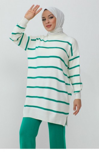 Bisiklet Yaka Triko Takım Zümrüt Yeşili