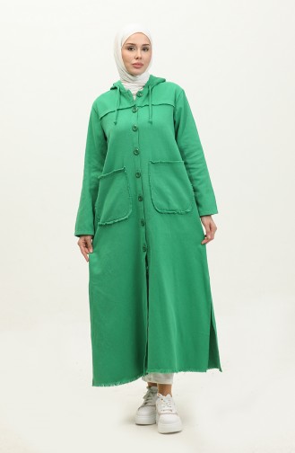 Gabardine Fabric Hooded Cape 24k10000-03 Green 24K10000-03