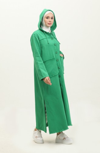 Gabardine Fabric Hooded Cape 24k10000-03 Green 24K10000-03