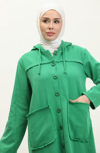 Gabardine Fabric Hooded Cape 24k10000-03 Green 24K10000-03