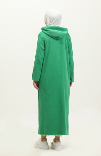 Gabardine Fabric Hooded Cape 24k10000-03 Green 24K10000-03