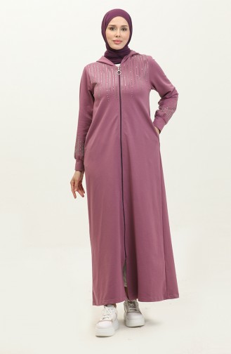 Sport-abaya Met Twee Draads Steenprint 24K9092-02 Dusty Rose 24K9092-02