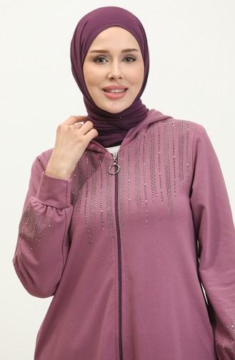 Sport-abaya Met Twee Draads Steenprint 24K9092-02 Dusty Rose 24K9092-02