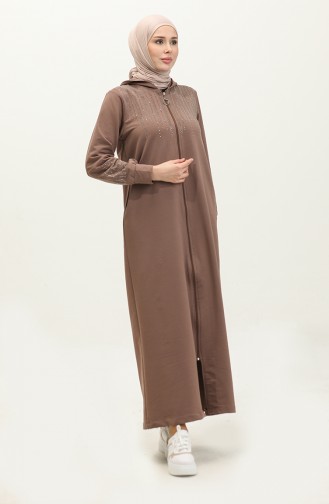 Zweifädiger Sport-Abaya Mit Steinmuster 24K9092-03 Nerz 24K9092-03