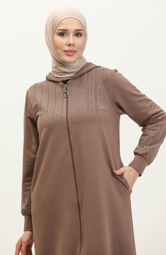 Abaya De Sport Imprimée Pierre à Deux Fils 24K9092-03 Vison 24K9092-03