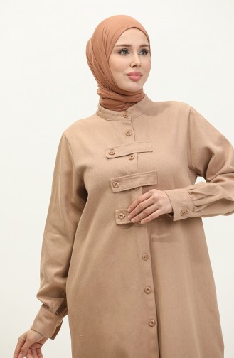 Gabardine Fabric Button Cape 24k2023-03 Milky Coffee 24K2023-03