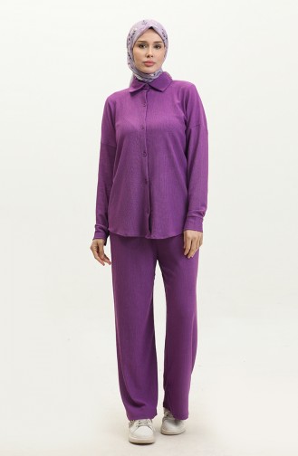 Burgu Fabric Tunic Trousers Double Suit 20031-04 Purple 20031-04