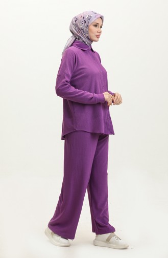 Burgu Fabric Tunic Trousers Double Suit 20031-04 Purple 20031-04