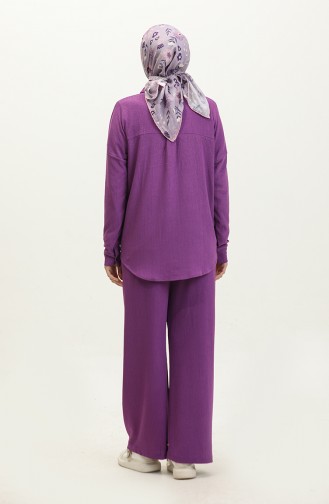 Burgu Fabric Tunic Trousers Double Suit 20031-04 Purple 20031-04