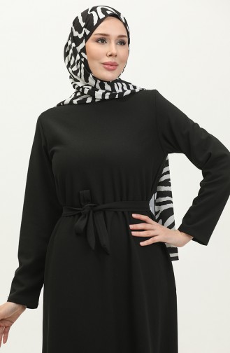 Robe A Ceinture Jupe Plissée 0301-01 Noir 0301-01