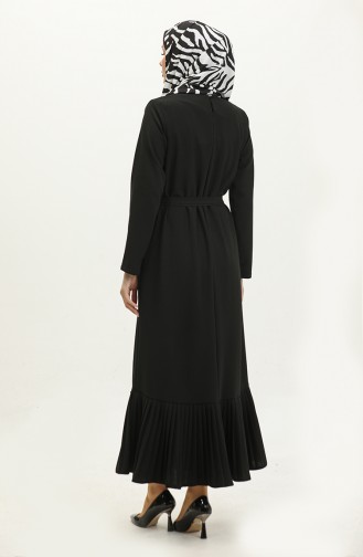 Robe A Ceinture Jupe Plissée 0301-01 Noir 0301-01