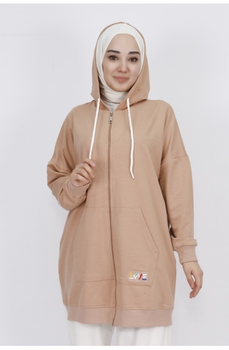Sweat Oversize A 2 Poches Et Capuche En Tissu 71129-01 Beige 71129-01