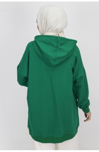 سويت شيرت كبير الحجم مزود بجيبين من القماش وغطاء للرأس 71129-02 لون أخضر 71129-02