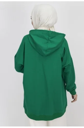 Sweat Oversize A 2 Poches Et Capuche En Tissu 71129-02 Vert 71129-02