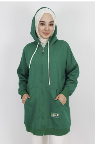 Sweat Oversize A 2 Poches Et Capuche En Tissu 71129-02 Vert 71129-02