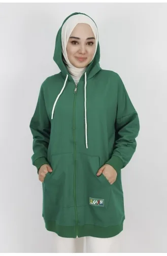 Sweat Oversize A 2 Poches Et Capuche En Tissu 71129-02 Vert 71129-02