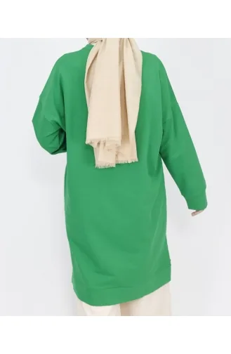 2 İp Kumaş İnci Ve Püskül Detaylı Sweatshirt 6950-02 Yeşil