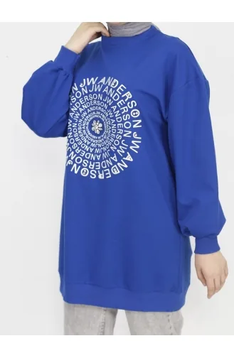 2 Thread Fabric Sweatshirt With Embroidery Text And Stone Detail 71143-01 Saks 71143-01