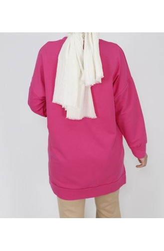 Sweatshirt Aus 2-fädigem Stoff Mit Paillettenstickerei Detailliertes 6972-04 Fuchsia 6972-04