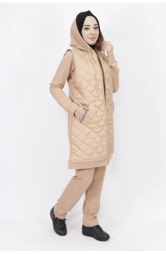 2 İp Kumaş Yelekli 3lü Takım 70060-01 Camel