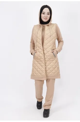 2 İp Kumaş Yelekli 3lü Takım 70060-01 Camel