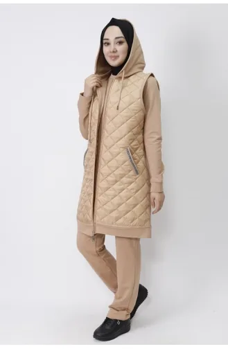 2 İp Kumaş Yelekli 3lü Takım 70060-01 Camel