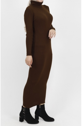 Turtleneck Corduroy Knitwear Dress 1032-01 Brown 1032-01