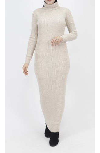 Turtleneck Corduroy Knitwear Dress 1032-03 Stone 1032-03