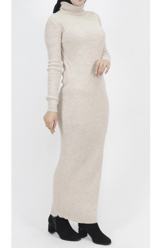 Turtleneck Corduroy Knitwear Dress 1032-03 Stone 1032-03