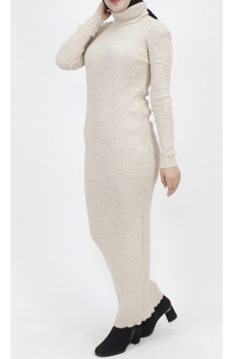 Turtleneck Corduroy Knitwear Dress 1032-03 Stone 1032-03