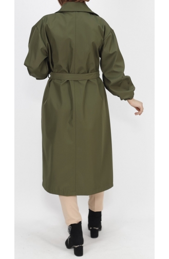 Bondet Fabric Brooch Detailed Medium Length Trench Coat 11051-04 Khaki 11051-04