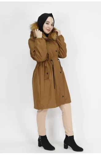 Manteau Longueur Moyenne Grande Taille Tissu Bondet 11011-01 Tan 11011-01
